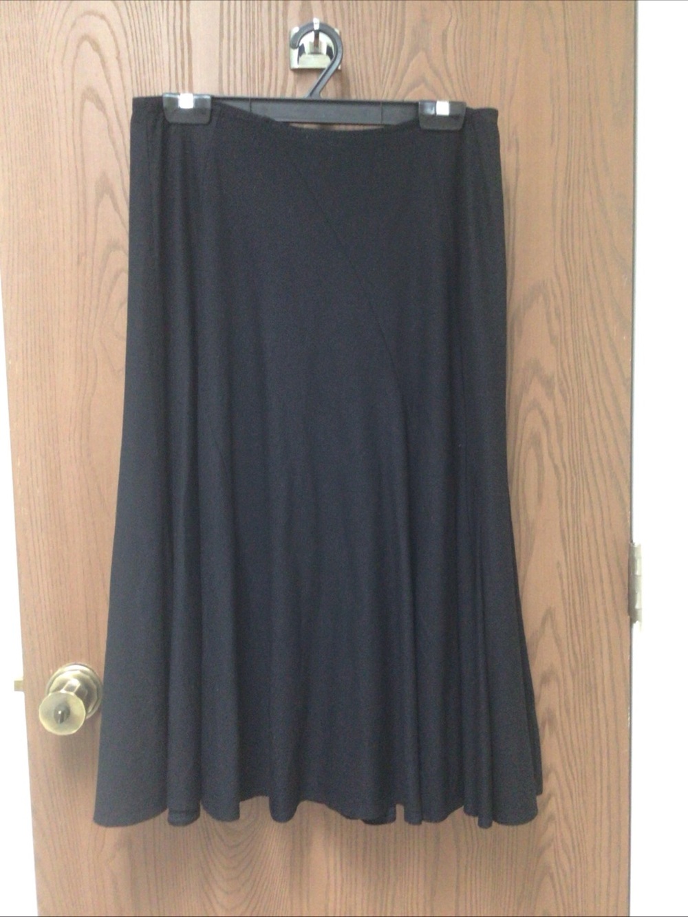 Eileen Fisher Black A-Line bell skirt, nylon rayon spandex jersey, sz M